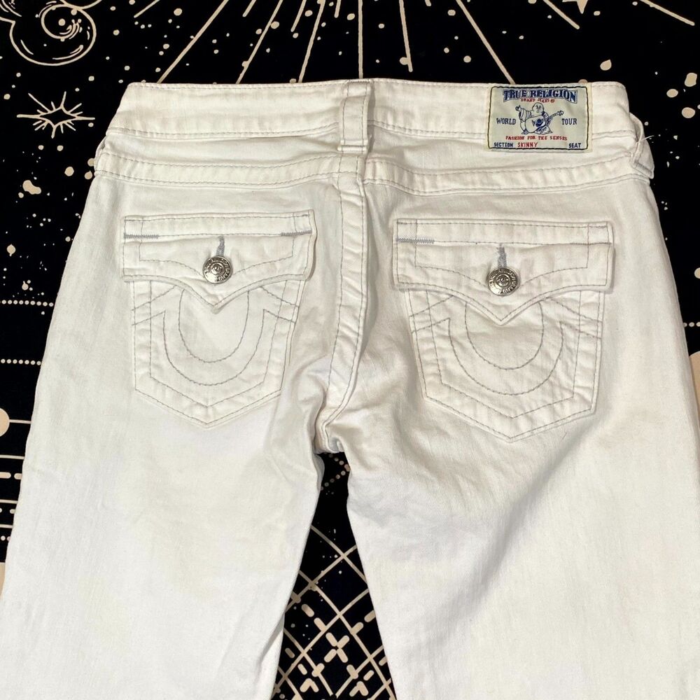 True Religion Jeans Women's 27 White Denim Cotton Skinny Western Cowgirl Stretch
